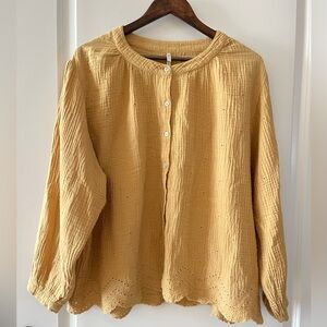 Rylee + Cru Yellow Textured Blouse